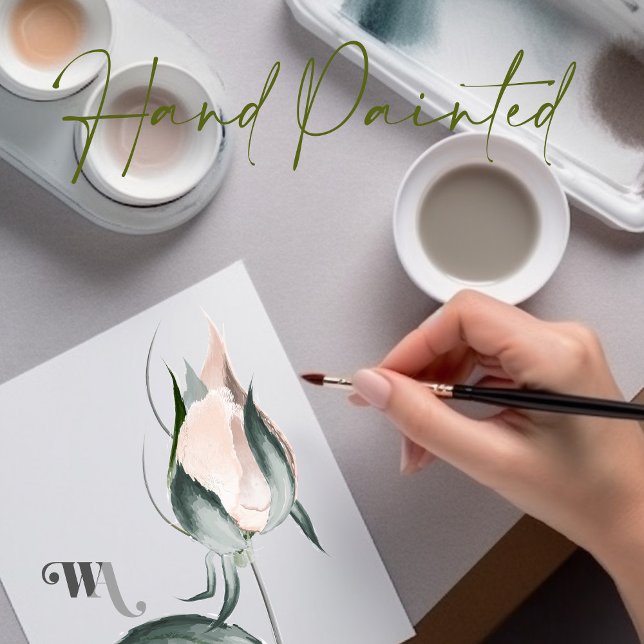 WEDDING | Watercolor Blush Dusty Rose Silver Invitation (Hand painted for a truly unique floral design.)