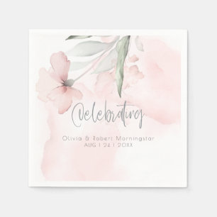 Wedding   Watercolor Blush Pink Wild Rose Napkins