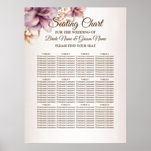 Wedding Watercolor Boho Pink Flowers Elegant Poster