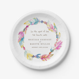 Wedding watercolor boho wreath custom plates