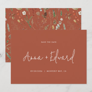 Wedding watercolor botanical modern terracotta Save The Date