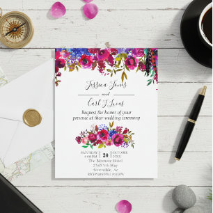 Wedding Watercolor Bright Floral Jewel Tone Red