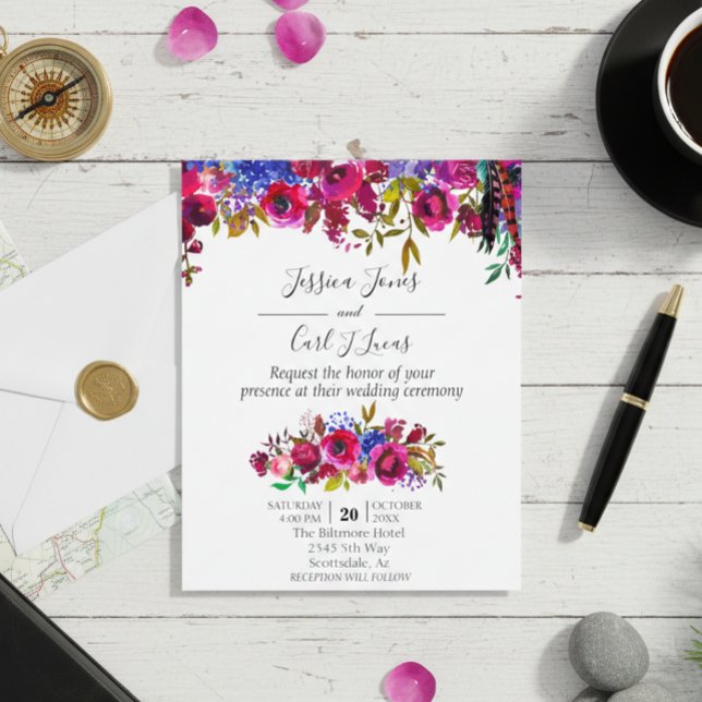 Wedding Watercolor Bright Floral Jewel Tone Red (Creator Uploaded)