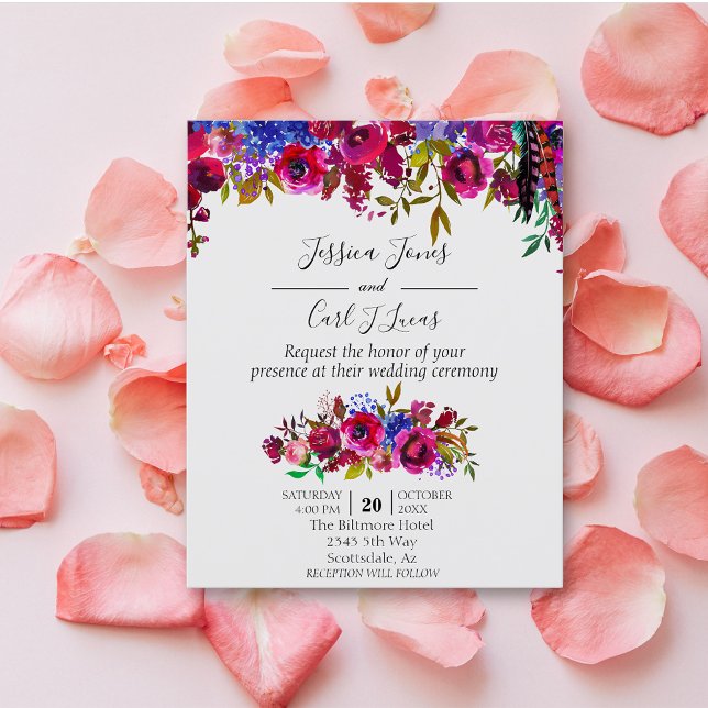 Wedding Watercolor Bright Floral Jewel Tone Red (Creator Uploaded)