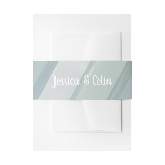 Wedding Watercolor Brush Stroke Invitation Belly Band (Front Example)