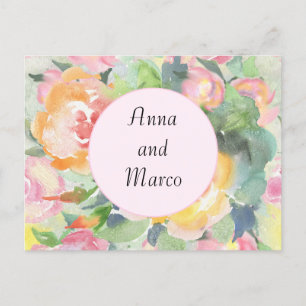 Wedding  watercolor floral card 