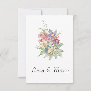 Wedding watercolor flowers invitation , Template .