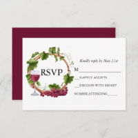 Wedding Watercolor Grape Vines Wreath Burgundy