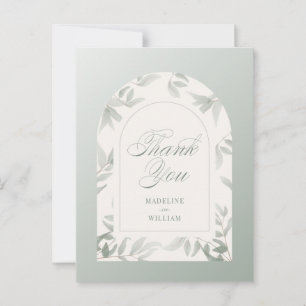 Wedding Watercolor Leaf Arch Thank You Postcard
