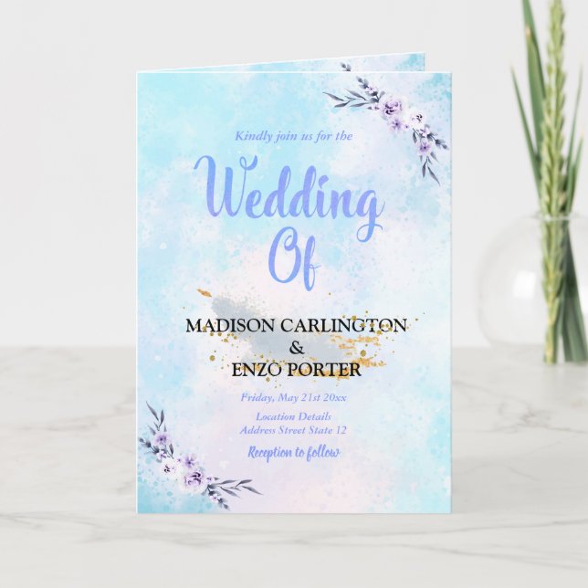 Wedding Watercolor Pastel Invitation (Front)
