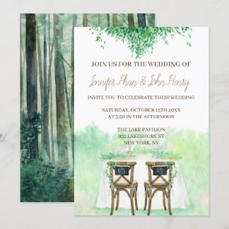 Wedding Watercolor with a rustic style Invitation