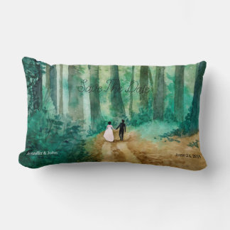 Wedding Watercolor woodland landscape Lumbar Cushion