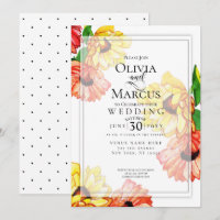 Wedding | Watercolor Yellow and Red Gerbera Daisy