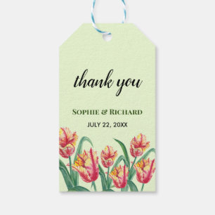 Wedding Watercolor Yellow Parrot Tulips Floral Gift Tags
