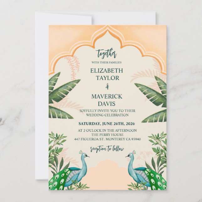Wedding Watercolour Invitation Template  (Front)