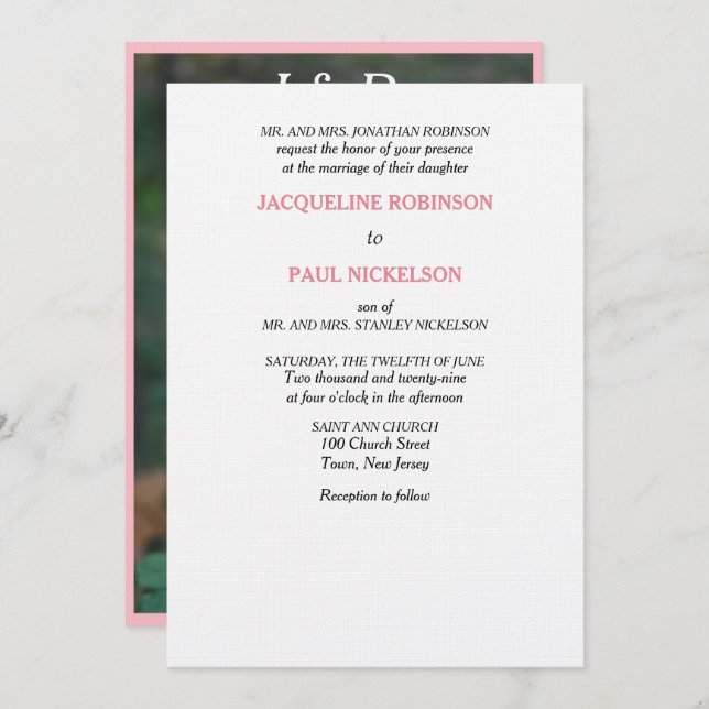 Wedding We Do Monogram Pastel Pink Rose  Invitation (Front/Back)