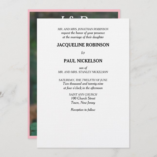 Wedding We Do Monogram Pastel Pink Rose  Invitation (Front/Back)