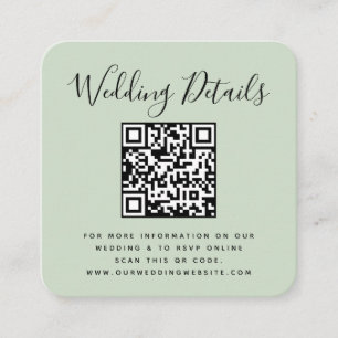 Wedding Websit   QR Code Green Minimal Photo RSVP  Enclosure Card