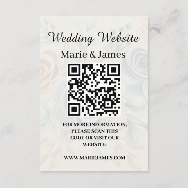 Wedding Website Add Name QR Code Minimalist Photo Enclosure Card (Front)