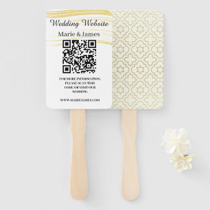 Wedding Website Add Name QR Code Minimalist Photo Hand Fan