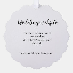 Wedding website add q r code couple name details tree decoration card