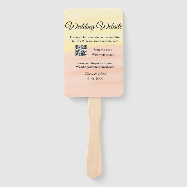 Wedding website add Q R code scan add name date ye Hand Fan (Front)