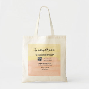 Wedding website add Q R code scan add name date ye Tote Bag