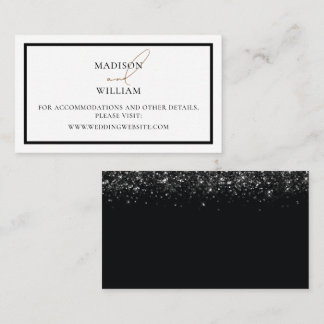 Wedding Website Black design with Glitter details Place Card