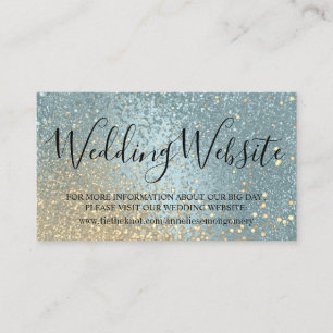 Wedding Website - Blue and Gold Glitter Enclosure Card