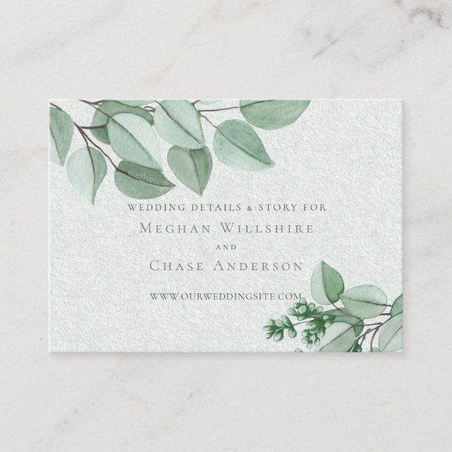 Wedding Website Card | Elegant Watercolor Eucalypt (Front)