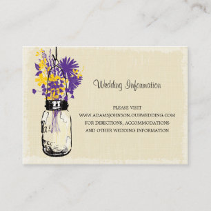 Wedding Website Card Mason Jar Wildflowers