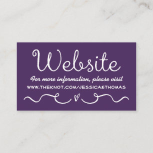 Wedding Website Card   Modern Purple & White