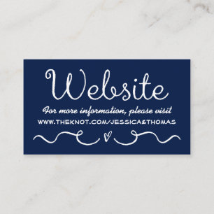 Wedding Website Card   Nautical Navy Blue & White