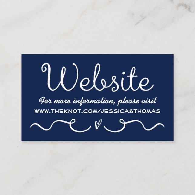 Wedding Website Card | Nautical Navy Blue & White (Front)