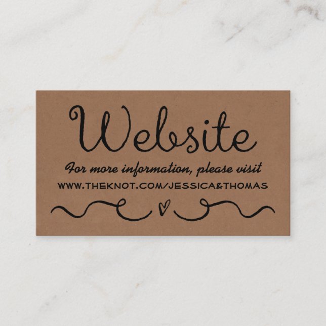 Wedding Website Card | Rustic Country Kraft (Front)