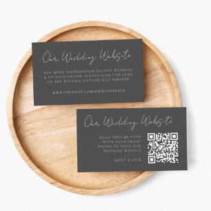 Wedding Website Charcoal Grey RSVP QR Code Enclosure Card