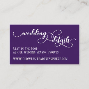 Wedding Website Details Elegant Script Deep Purple Enclosure Card