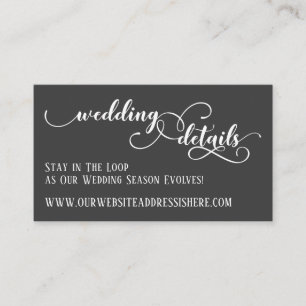 Wedding Website Details in Elaborate Script, Grey Enclosure Card