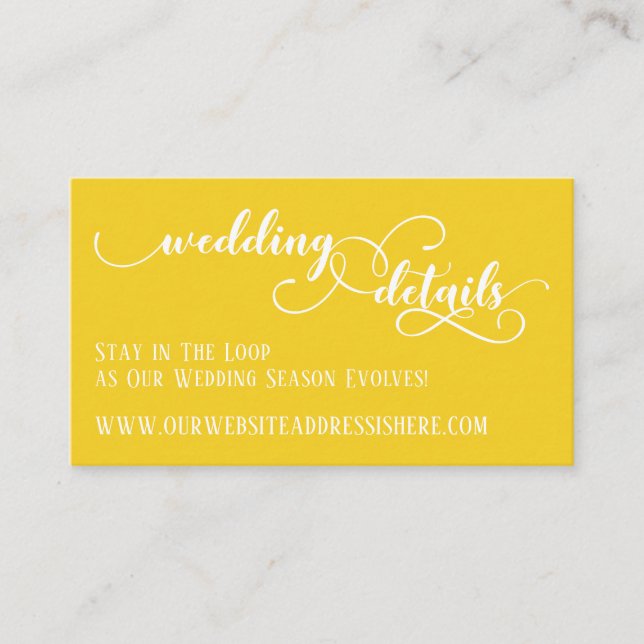 Wedding Website Details Script Mustard Yellow Enclosure Card (Front)