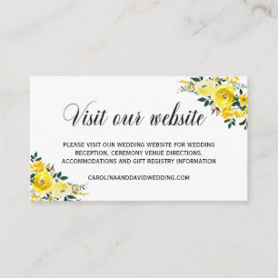 Wedding Website Details Yellow Floral Enclosure Card
