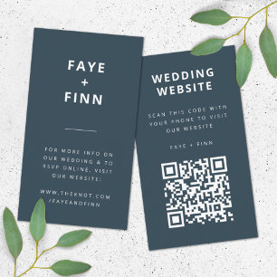 Wedding Website Dusky Blue Scandinavian QR Code Enclosure Card