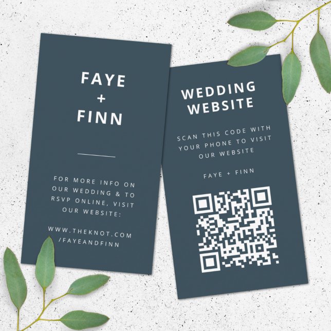 Wedding Website | Dusky Blue Scandinavian QR Code Enclosure Card (Direct guests seamlessly to your wedding website using this QR code enclosure card)