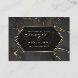 WEDDING WEBSITE Elegant Black and Gold Marble Business Card