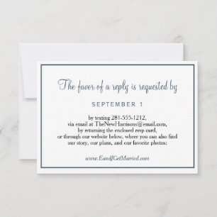 Wedding Website Elegant Dust Blue Script RSVP Card