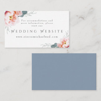Wedding Website | Elegant Floral Dusty Blue Blush Enclosure Card