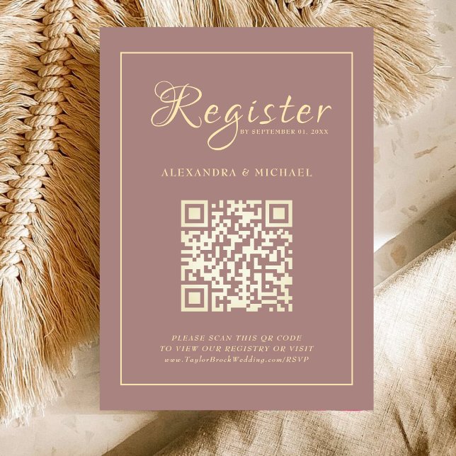 Wedding Website Elegant Gold Typography RSVP Enclosure Card (Creator Uploaded)