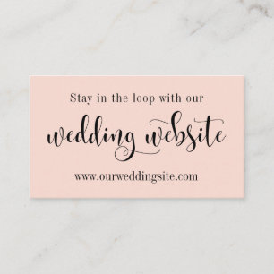 Wedding Website, Elegant Modern Script on Blush Enclosure Card