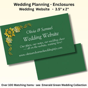 Wedding Website - Emerald Green & Gold Enclosure Card