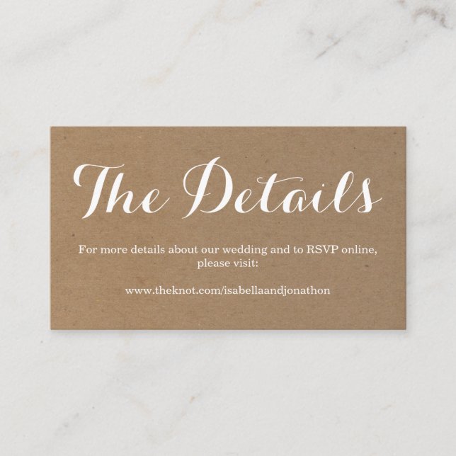 Wedding Website Enclosure Card | Rustic Kraft (Front)