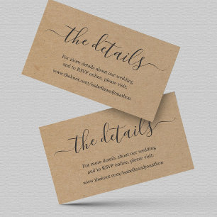 Wedding Website Enclosure Card - Rustic Kraft